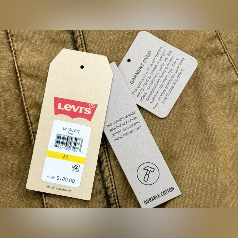 Levi's Men's Canvas Full-Zip Five-Pocket Khaki Trucker Jacket, Size Medium - Picture 9 of 15